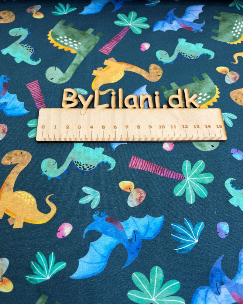 Jersey print - Dinosaurer på marineblå baggrund