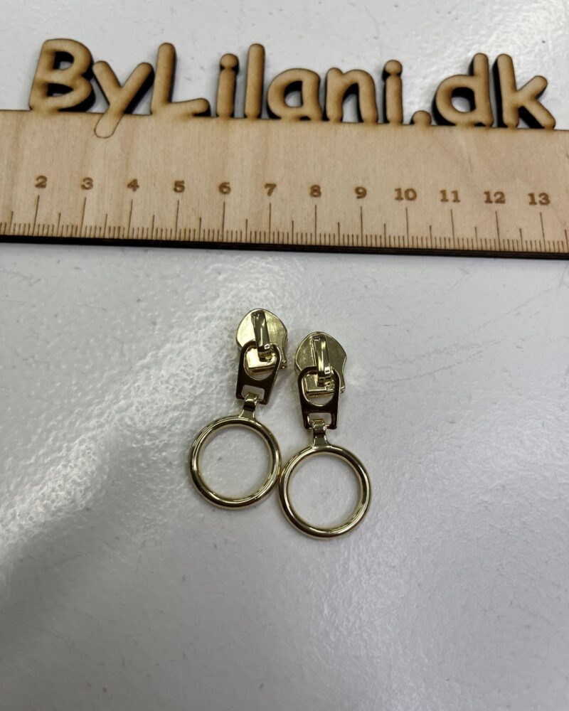 Glider til lynlås - Guld  med ring.