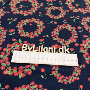 Jersey - Julestof - Bær i krans på sort baggrund