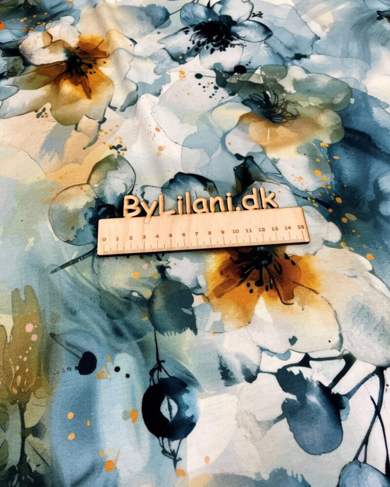 Viskose Jersey - Store Blågule blomster
