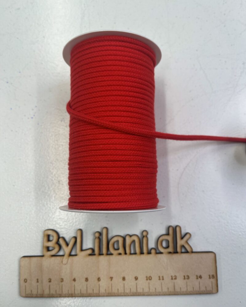 Anoraksnor - rund 4 mm - Rød