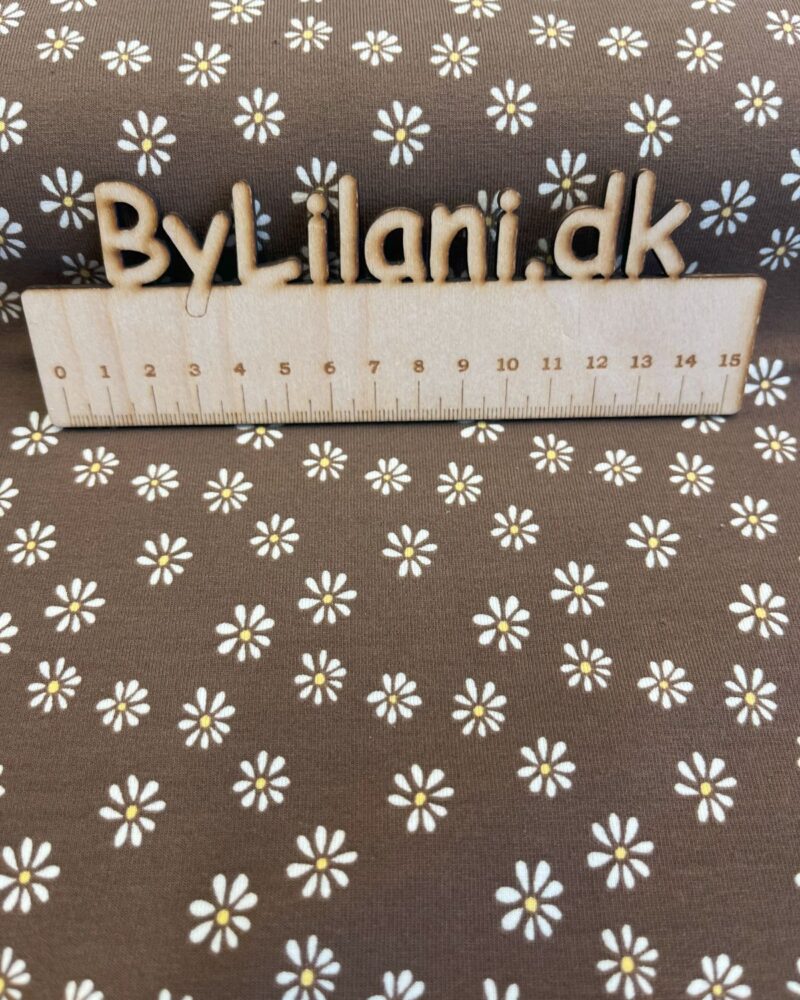 Jersey - Tryk - Blomst på brun baggrund