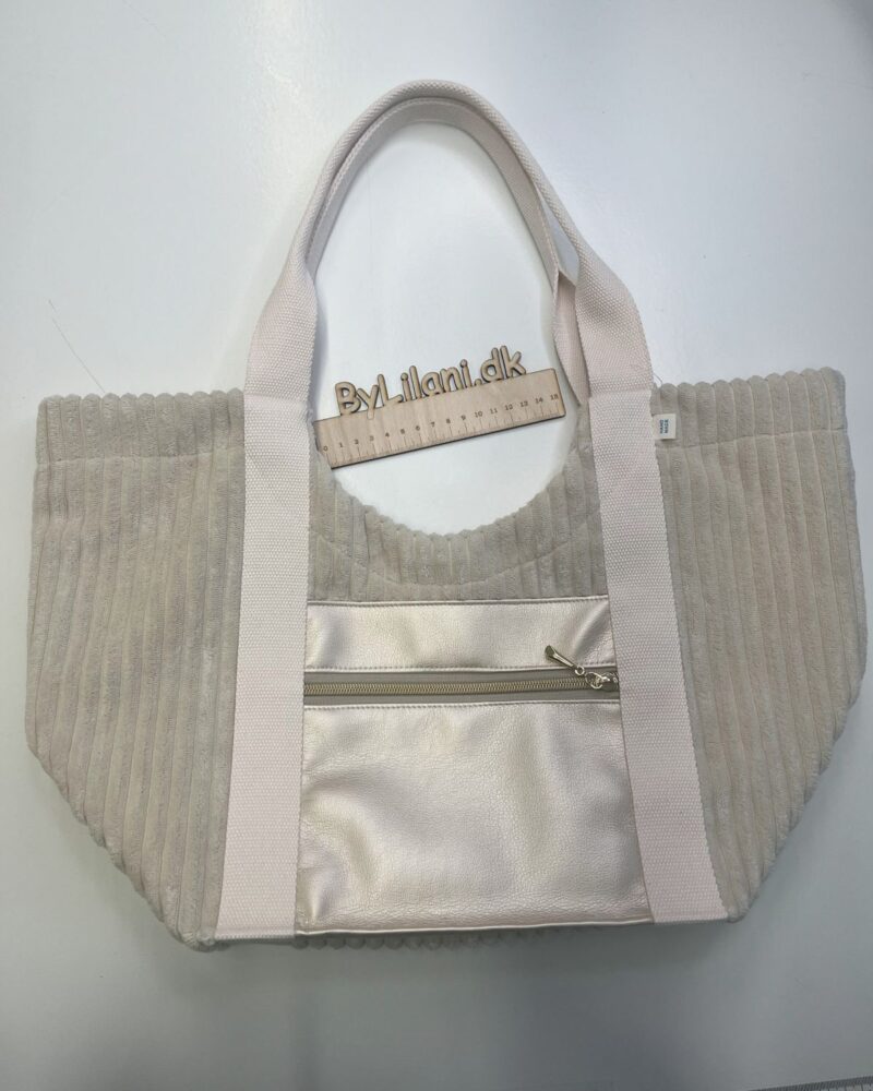 Strandtaske lille - Beige med guld