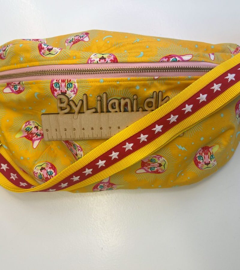 Eget design - stor bum bag. Fast bomuld - Gul Kat