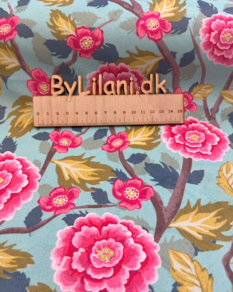 Velour - Blå med blomster