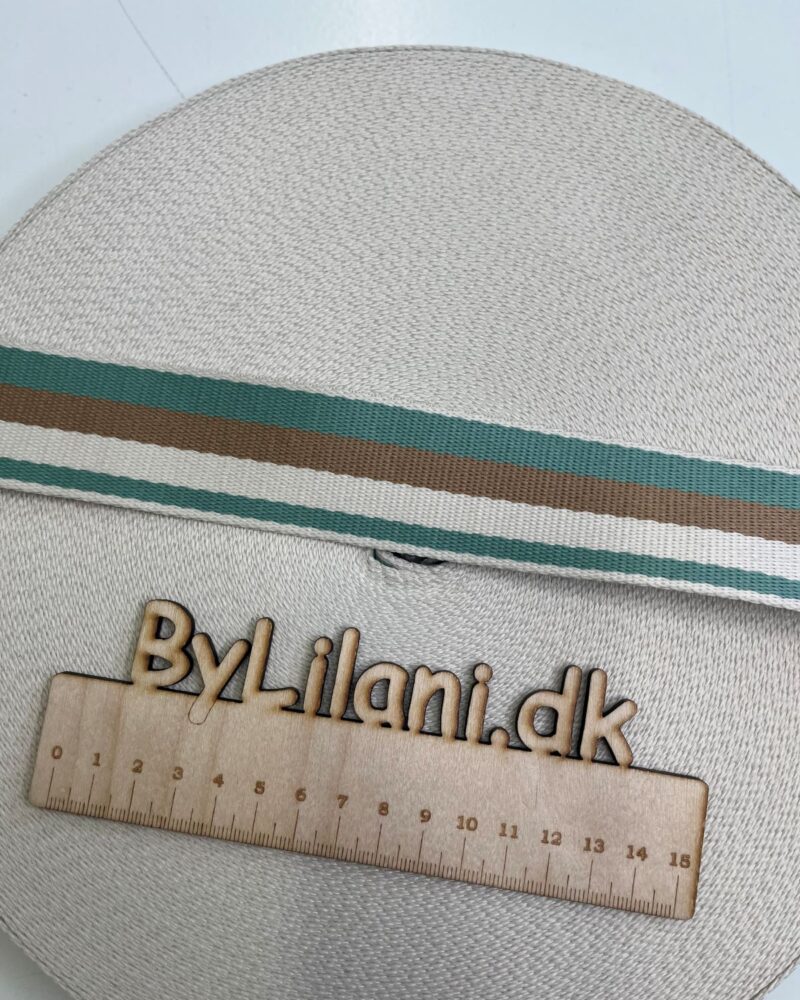 Gjordbånd - 40 mm - Grøn/Hvid/Brun