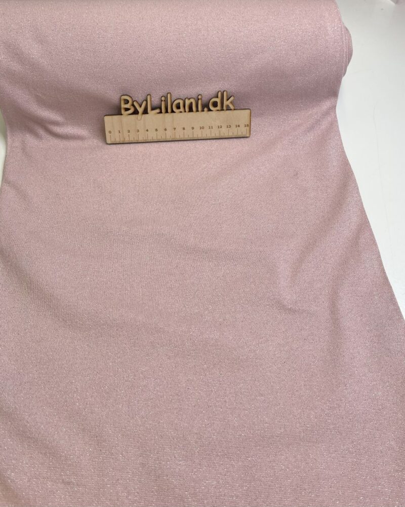 Rib Jersey - Rosa med sølv glimmer
