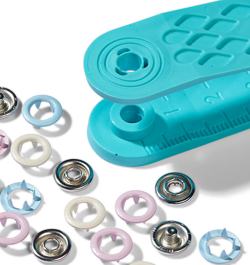 Knapper - Trykknap - Rosa, blå og perlemor 8 mm