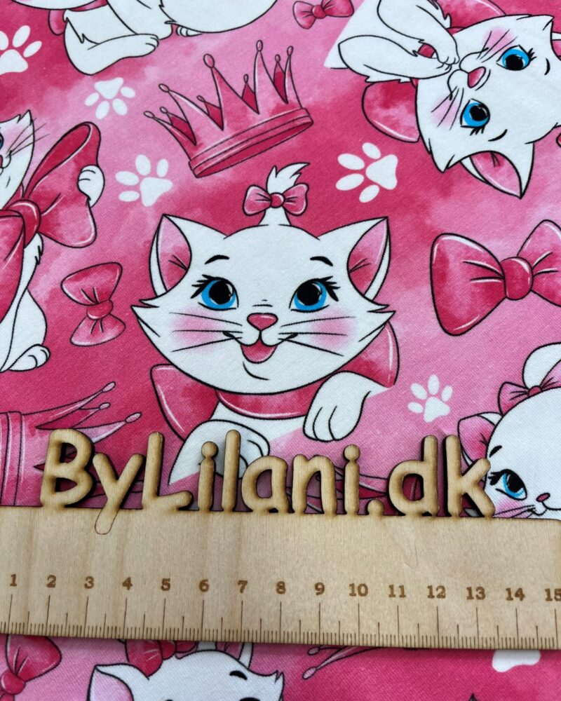 Jersey - Print - Katte på lyserød baggrund