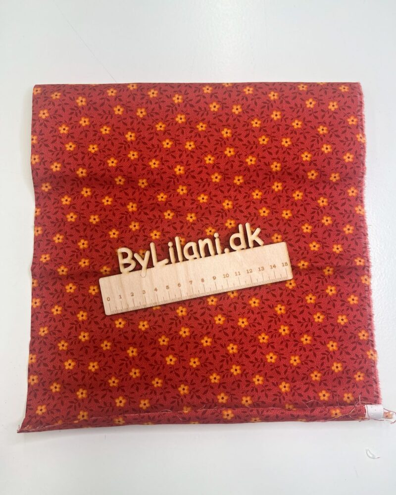 Patchwork - Rød med orange blomst