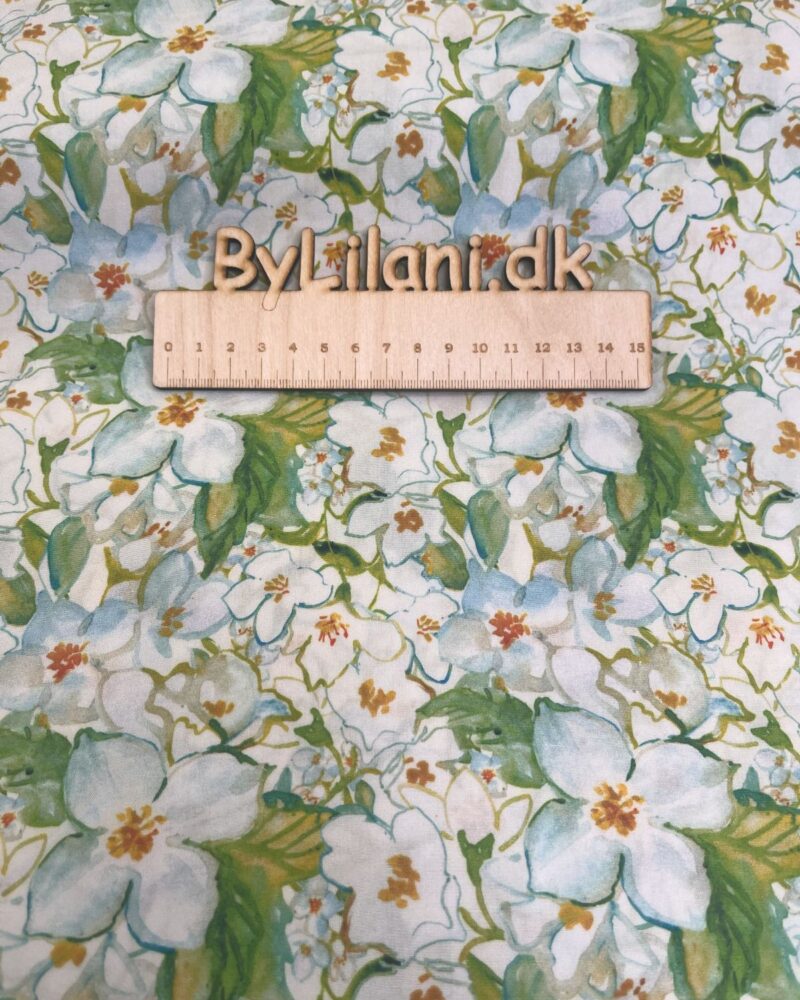 Viskose - Vævet  - Lysegrønne blomster